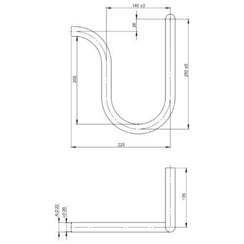 Siphon links - einwandig - Tecnovis TEC-EW-Classic