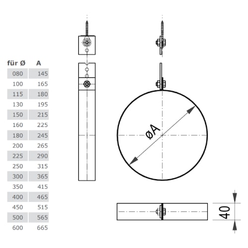 Deckenaufhängung für Lochband für Tecnovis TEC-DW-Classic und TEC-DW-Silver