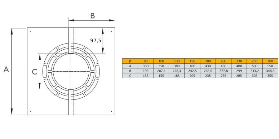 Abdeckblende 30° - 45° für Hinterlüftung, zweiteilig - Schiedel ICS