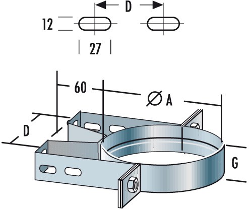 Wandbefestigung statisch 60 mm Abstand - doppelwandig - Raab DW-Systeme