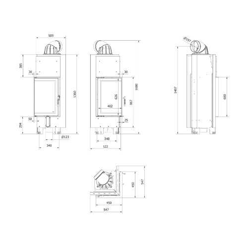 Kratki MBN 680 Kamineinsatz 10 kW Eckkamin