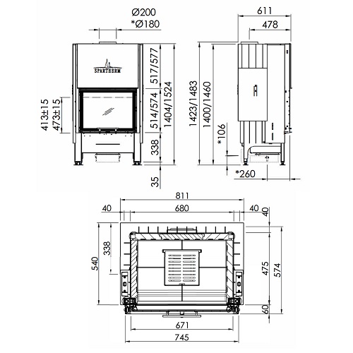 Spartherm Varia 1Vh Kamineinsatz 11 kW raumluftunabhängig Schiebetür