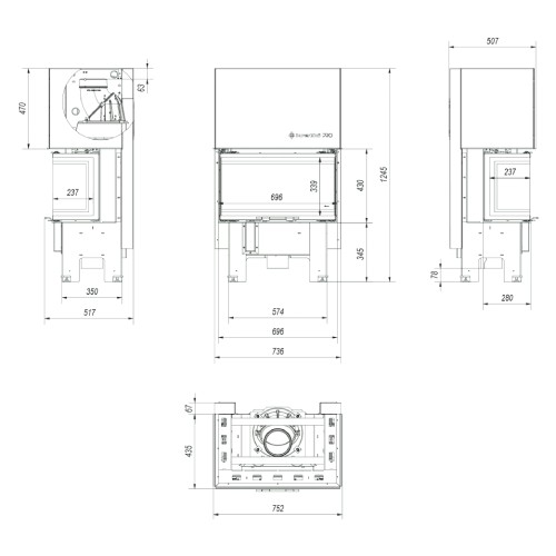 Kratki NBC 680/280 Kamineinsatz 7 kW Schiebetür