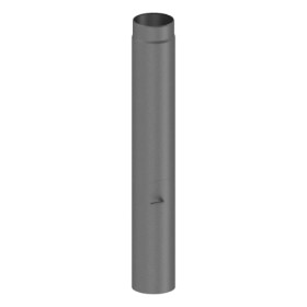 Ofenrohr - Längenelement 1000 mm mit Drosselklappe und Tür gussgrau (ohne Einzug) - Tecnovis TEC-Stahl