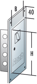 Kamintür 150 mm x 300 mm mit Verlängerung 250 mm - einwandig - Raab TEC-EW-Classic