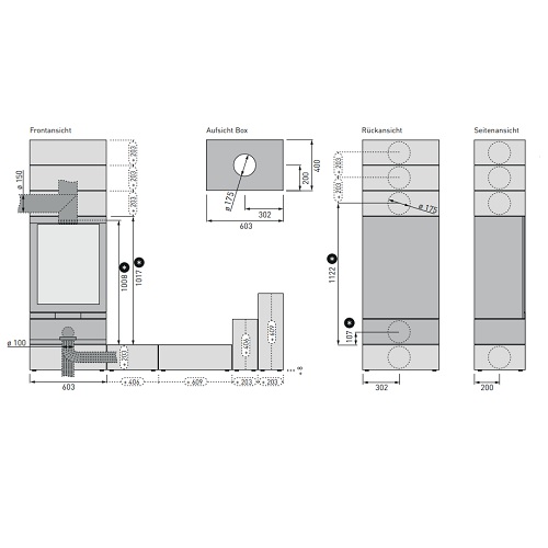 Kaminofen Skantherm Brennkammer Elements 603 Front 6kW