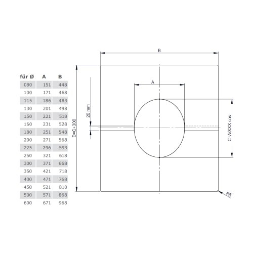 Deckenblende, zweiteilig 1°-65° für Tecnovis TEC-DW-Classic und TEC-DW-Silver