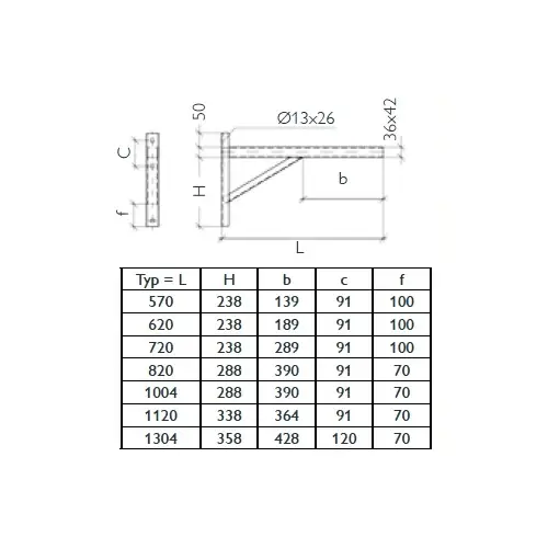 Verlängerte Wandkonsole "Typ 1304" - Schiedel ICS