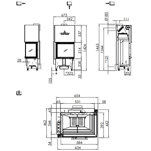 Spartherm Varia 2R-55h Kamineinsatz 7 kW Schiebetür