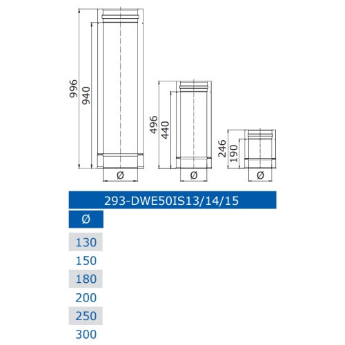 Längenelement 250 mm - doppelwandig - Jeremias DW-BLACK 50