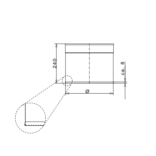 Auswurfrohr L=240 mm - Tecnovis Wäscheabwurfschacht