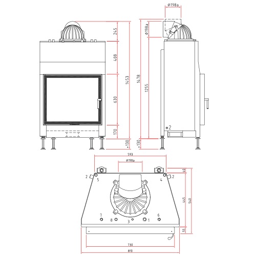 SCHMID Lina W 7363 s Kamineinsatz 14,9 kW Drehtür wasserführend