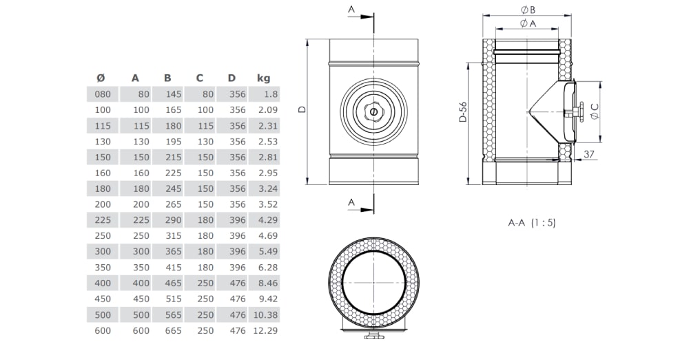 Längenelement mit Revision (für Öl und Gas) - doppelwandig - Tecnovis TEC-DW-Classic