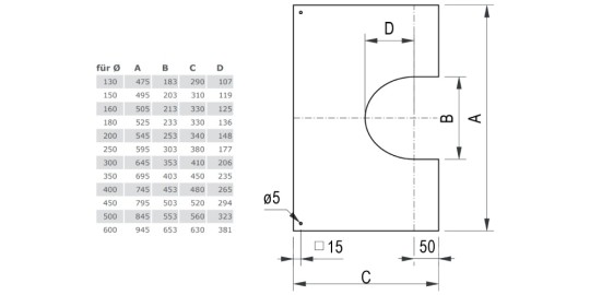 Deckenblende 31°- 45° zweiteilig - Tecnovis TEC-DW-Standard