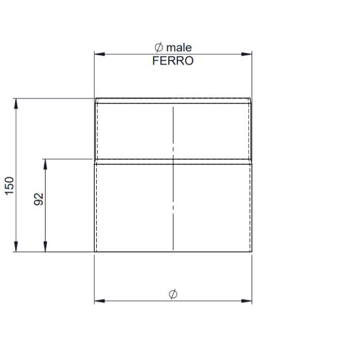 Ofenrohr - Längenelement 150 mm schwarz - Tecnovis TEC-Stahl