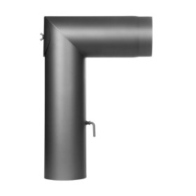 Ofenrohr - Kniewinkelrohr mit Tür und Drosselklappe gussgrau - Tecnovis TEC-Stahl