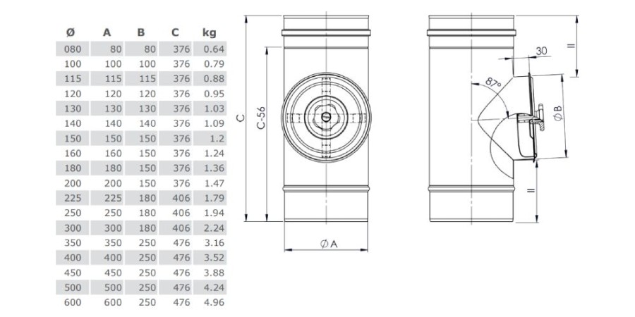 Reinigungselement rund (bis 600 °C) - einwandig - Tecnovis TEC-EW-Classic