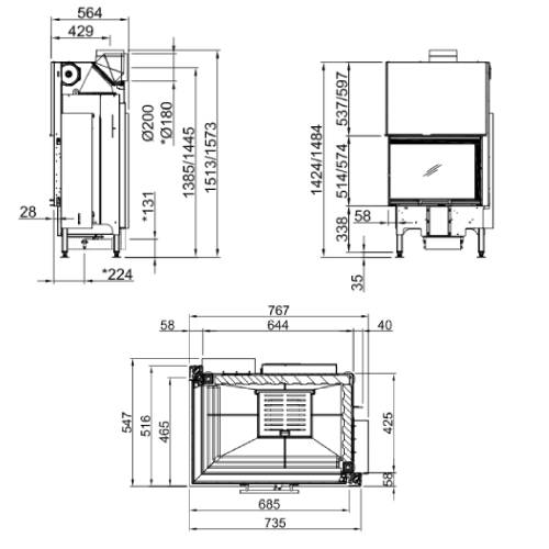 Spartherm Varia 2Lh Kamineinsatz 10,5 kW Eckkamin Schiebetür