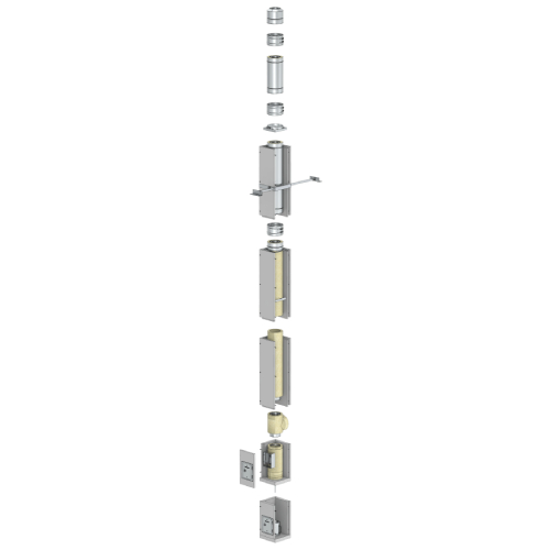 Leichtbauschornstein F90-Bausatz Wohnzimmervariante mit Innenrohrdurchmesser 130 mm – Tecnovis