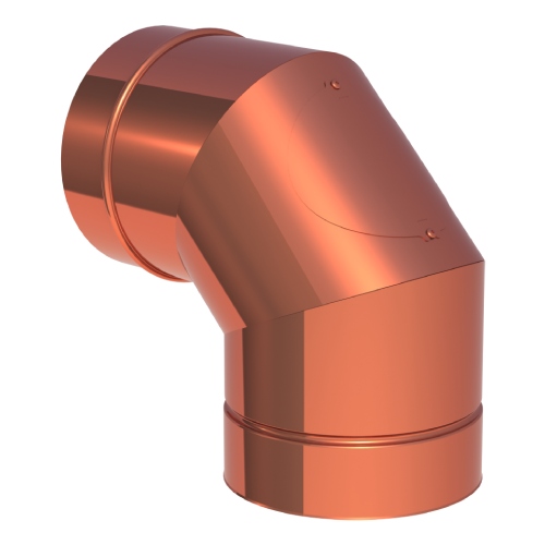 Winkel 90° mit Revisionsöffnung „Design“ für Festbrennstoffe aus Kupfer - doppelwandig - Tecnovis TEC-DW-Classic