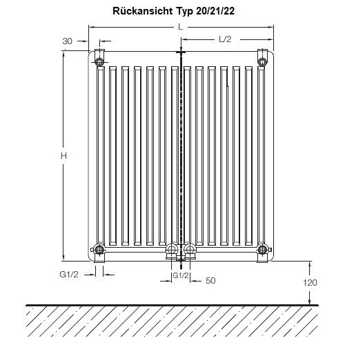 Heizkörper Komplett Set Buderus Logatrend CV-Plan Typ 20 - Flachheizkörper