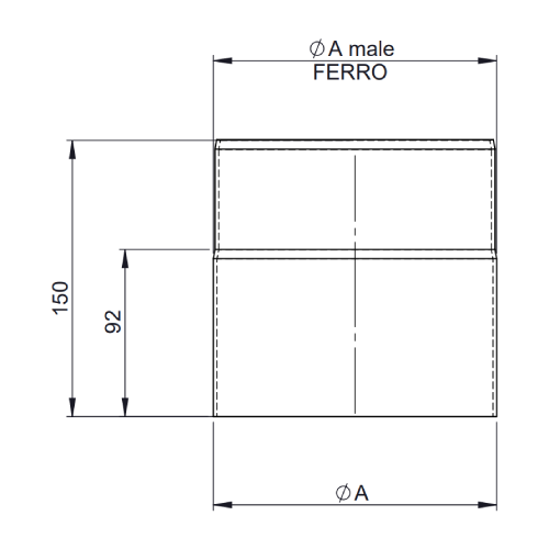 Ofenrohr - Längenelement 150 mm schwarz - Tecnovis TEC-Stahl