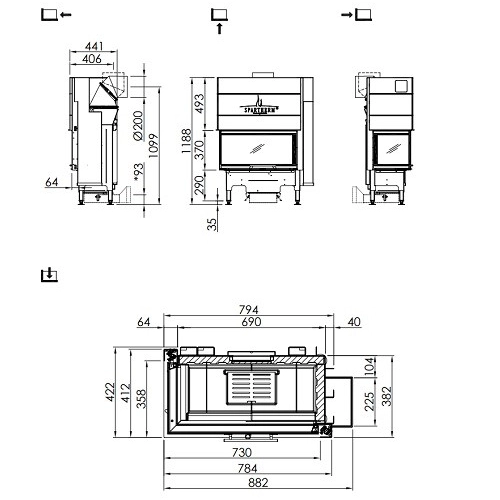 Spartherm Varia AS-2Lh Kamineinsatz 7 kW Eckkamin Schiebetür