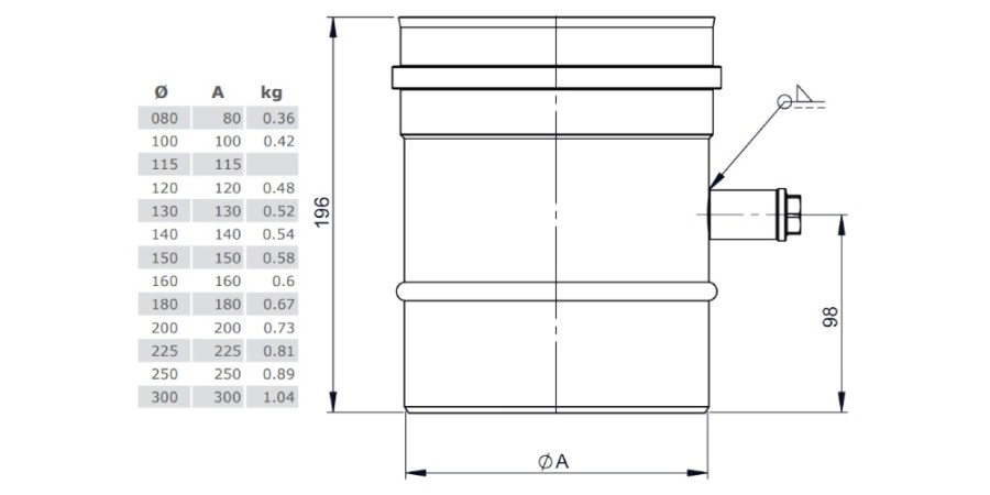 Messelement 200 mm (bis 600 °C) - einwandig - Tecnovis TEC-EW-SILVER