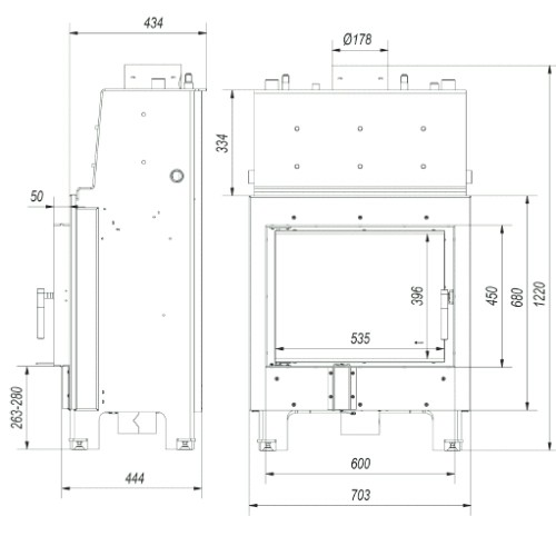 Kratki MBM Kamineinsatz 12 kW wasserführend