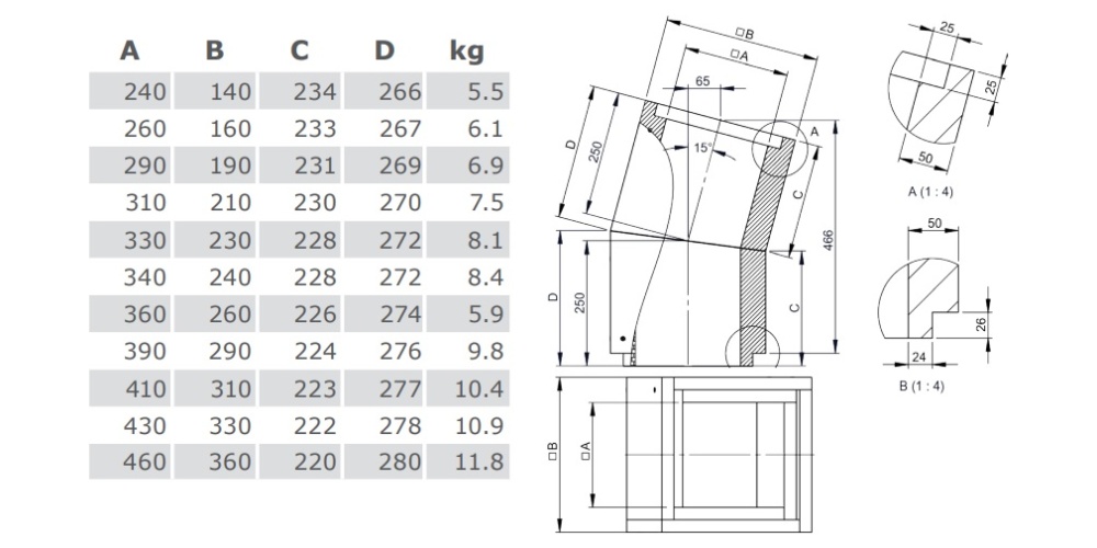 Leichtbauschornstein - Winkel 15° - Tecnovis TEC-LS-F