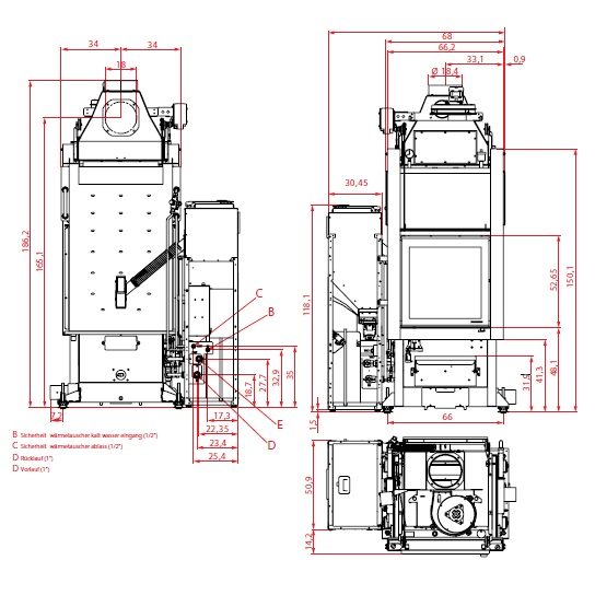 Palazzetti Multifire NT IDRO Kamineinsatz 15/22 kW wasserführend