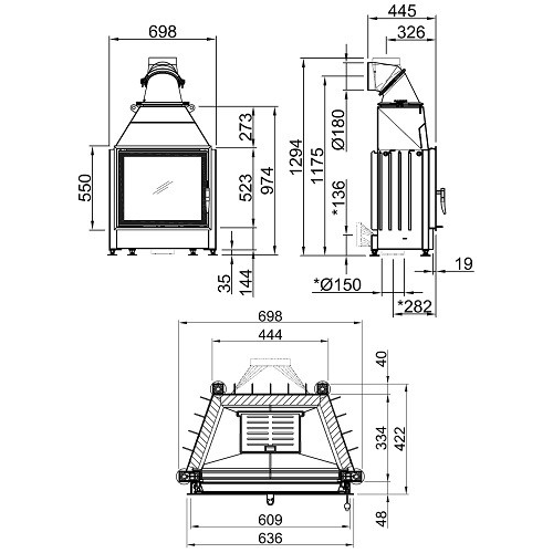 Spartherm Mini S Kamineinsatz 7 kW raumluftunabhängig Drehtür