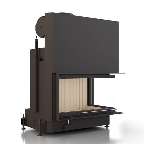 Brunner Eckkamin 45/82/48 links/rechts Kamineinsatz 12 kW Schiebetür