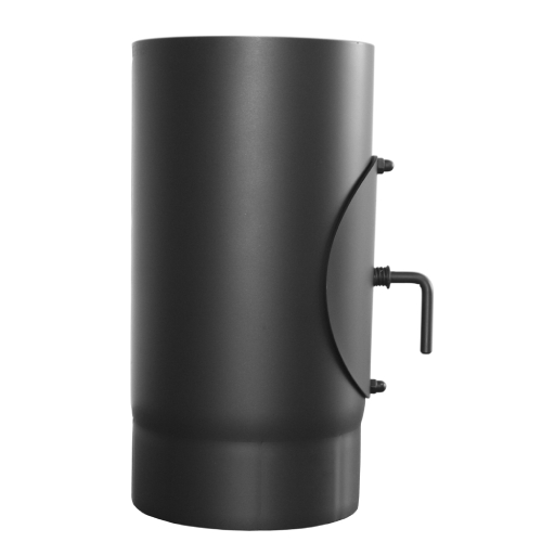 Ofenrohr - Längenelement 300 mm mit Drosselklappe und Tür schwarz - Tecnovis TEC-Stahl