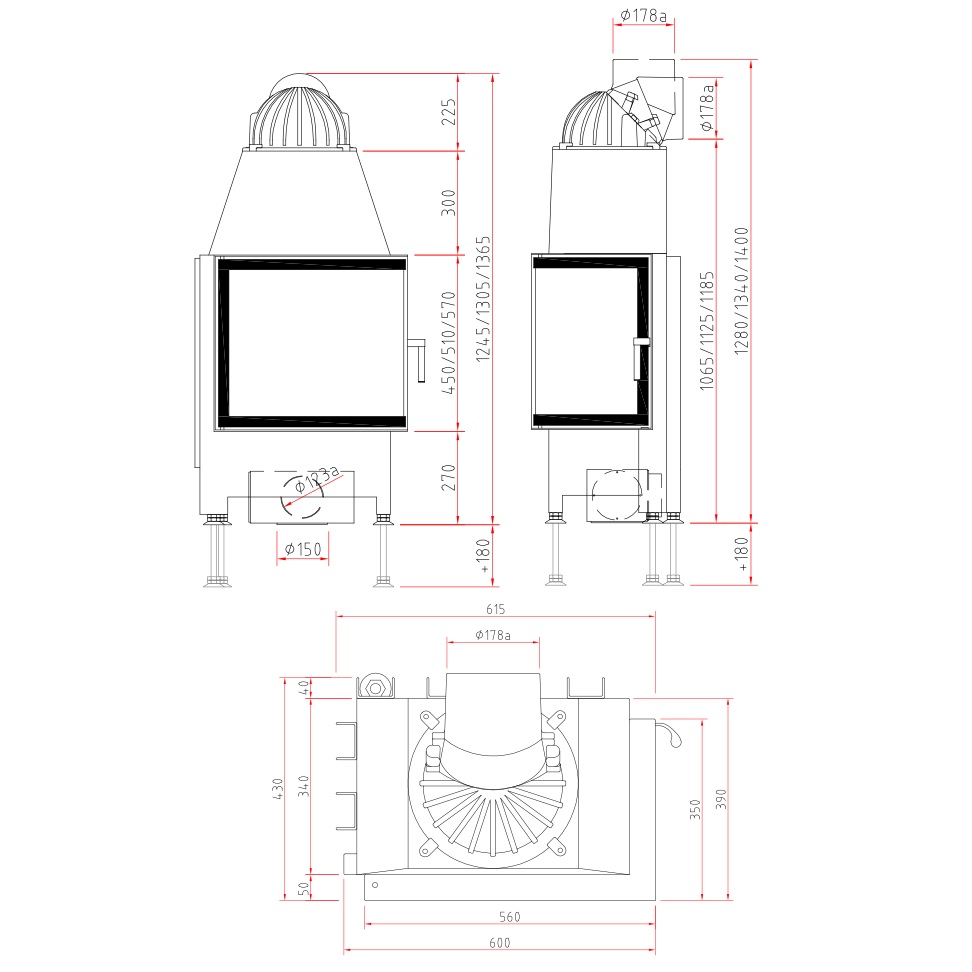 SCHMID Ekko R 55(34) s Kamineinsatz 5 kW Drehtür