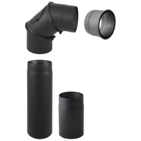 Ofenrohr - Anschluss-Set 150 mm - Kamineinsatz-Kaminbausatz - schwarz - Reuter Ferrum