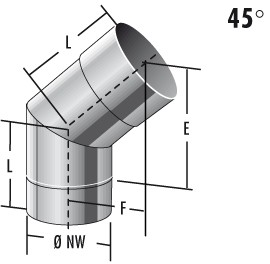 Bogen starr 45° - einwandig - Raab EW-FU