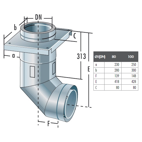Bogen 87° drehbar LAS - doppelwandig - Raab DW-Alkon