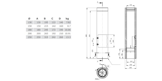 Reinigungselement Design Plus mit Kugelfang, Wandfutter und Rußtopf - doppelwandig - Tecnovis TEC-DW-Design