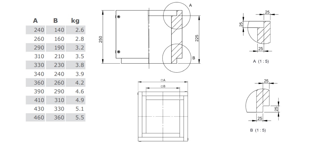 Leichtbauschornstein - Schachtelement 250 mm - Tecnovis TEC-LS-F