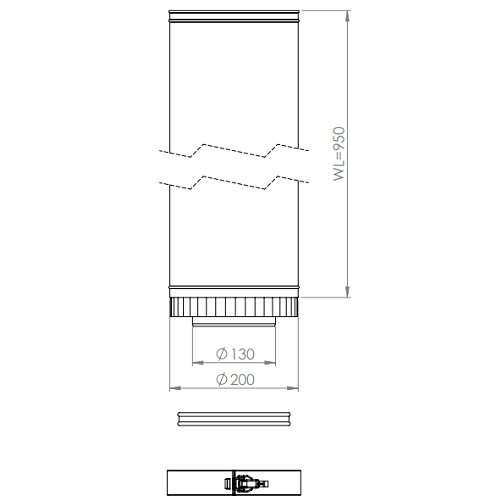 Längenelement 1000 mm Ø200/130 mm - DRU LAS ES-I 200/130