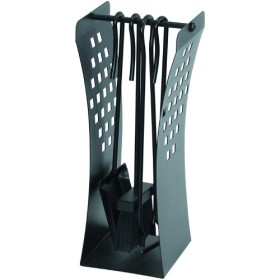 Lienbacher - Kaminbesteck schwarz beschichtet, 20/43/14 cm Kaminzubehör