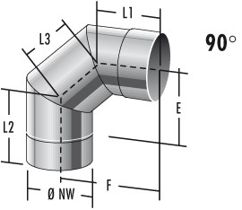 Bogen starr 90° - einwandig - Raab EW-FU