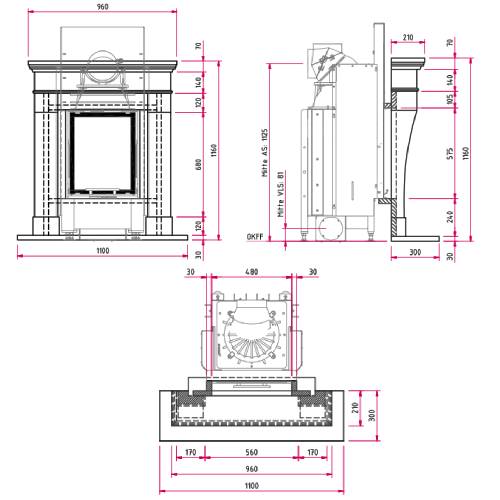 Camina N19 Kaminbausatz 7 kW Naturstein-Anlage