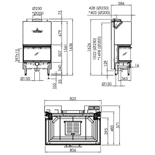 Spartherm Arte 3RL-80h Kamineinsatz 11,4 kW Panoramakamin Schiebetür