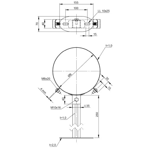 Wandhalter 50 bis 250 mm Design Plus für Tecnovis TEC-DW-Classic und TEC-DW-Silver
