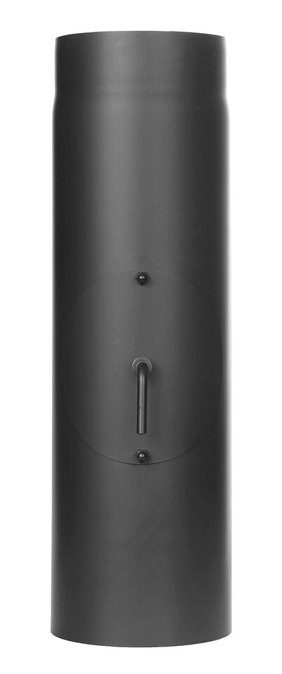 Ofenrohr - Längenelement 500 mm mit Drosselklappe und Tür schwarz - Tecnovis TEC-Stahl
