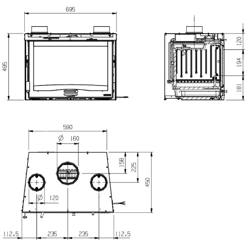 La Nordica Inserto 70 H 49 - Ventilato Kamineinsatz 9,8 kW