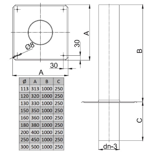 Schachtabdeckung L=1250 mm - einwandig - Reuter EW-BLUE