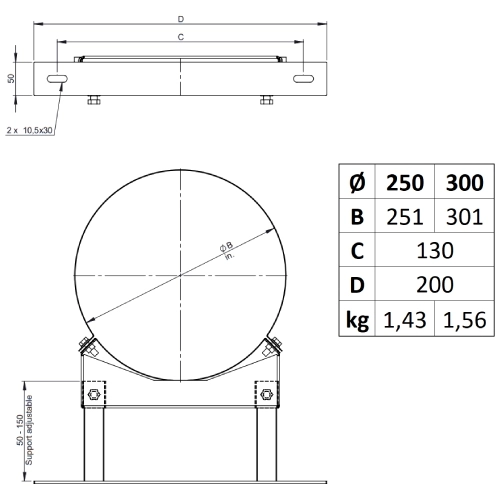 Wandabstandshalter verstellbar 50 - 150 mm, Altkupfer lackiert für Tecnovis TEC-DW-Classic